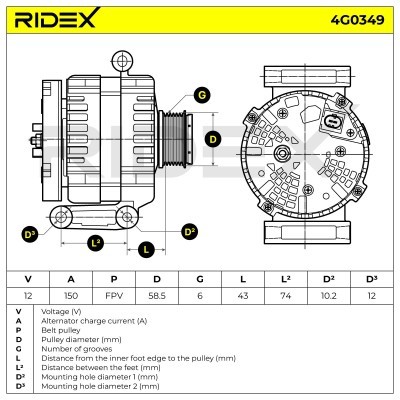 Alternator RIDEX 4G0349 4G0349 - foto 5