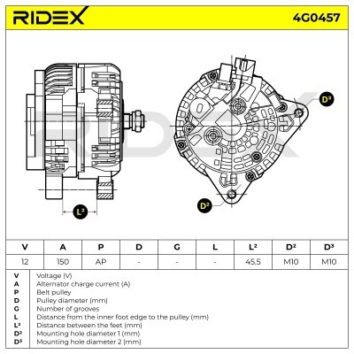 Alternator RIDEX 4G0457 4G0457 - foto 5
