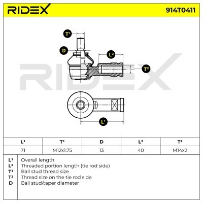 Końcówka drążka kierowniczego RIDEX 914T0411 914T0411 - foto 5