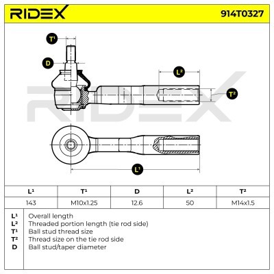 Końcówka drążka kierowniczego RIDEX 914T0327 914T0327 - foto 4