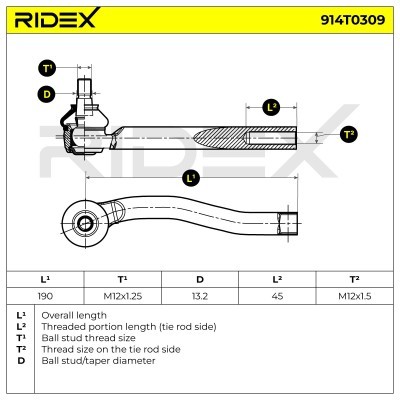 Końcówka drążka kierowniczego RIDEX 914T0309 914T0309 - foto 4