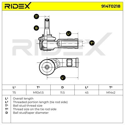 Końcówka drążka kierowniczego RIDEX 914T0218 914T0218 - foto 5