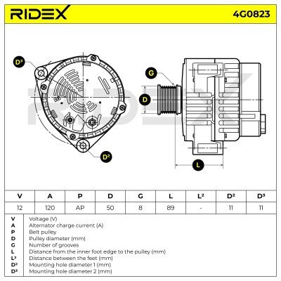 Alternator RIDEX 4G0823 4G0823 - foto 7
