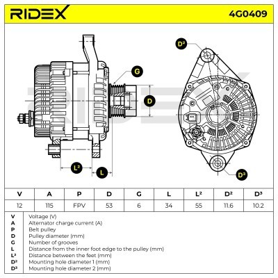Alternator RIDEX 4G0409 4G0409 - foto 5