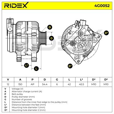 Alternator RIDEX 4G0052 4G0052 - foto 5