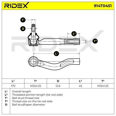 Końcówka drążka kierowniczego RIDEX 914T0451 914T0451 - foto 6