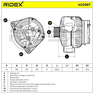 Alternator RIDEX 4G0367 4G0367 - foto 5