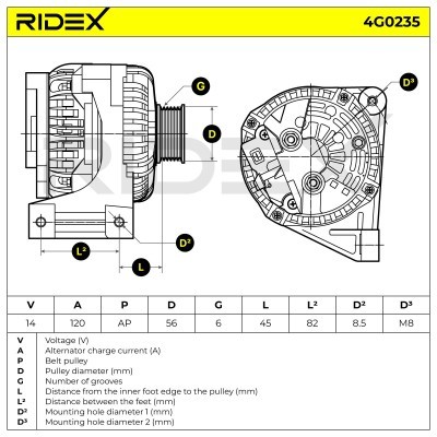 Alternator RIDEX 4G0235 4G0235 - foto 7