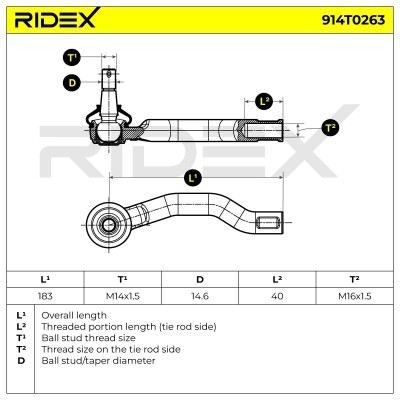 Końcówka drążka kierowniczego RIDEX 914T0263 914T0263 - foto 5