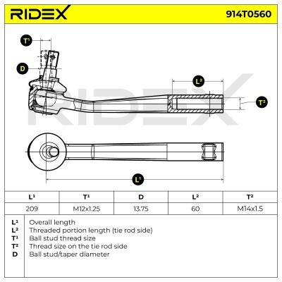 Końcówka drążka kierowniczego RIDEX 914T0560 914T0560 - foto 6