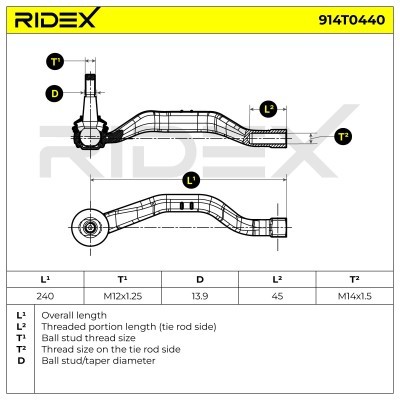 Końcówka drążka kierowniczego RIDEX 914T0440 914T0440 - foto 5