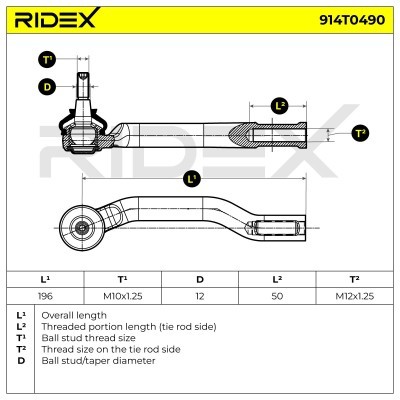 Końcówka drążka kierowniczego RIDEX 914T0490 914T0490 - foto 6