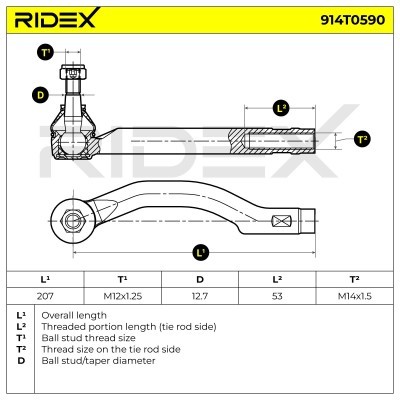 Końcówka drążka kierowniczego RIDEX 914T0590 914T0590 - foto 8