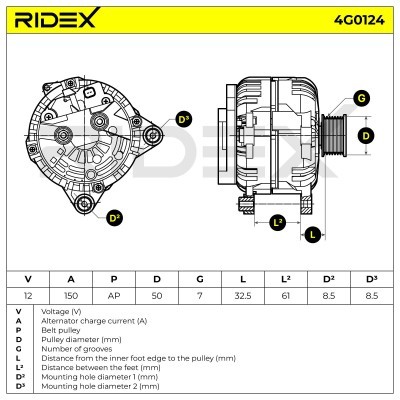 Alternator RIDEX 4G0124 4G0124 - foto 7