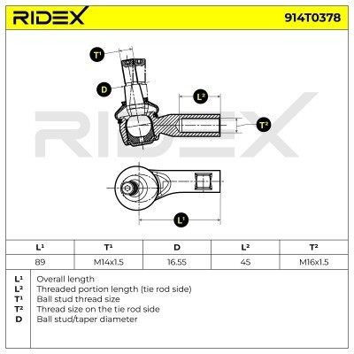 Końcówka drążka kierowniczego RIDEX 914T0378 914T0378 - foto 7