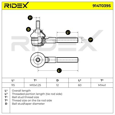 Końcówka drążka kierowniczego RIDEX 914T0395 914T0395 - foto 5