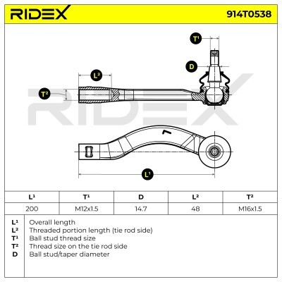 Końcówka drążka kierowniczego RIDEX 914T0538 914T0538 - foto 7