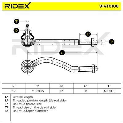 Końcówka drążka kierowniczego RIDEX 914T0106 914T0106 - foto 4