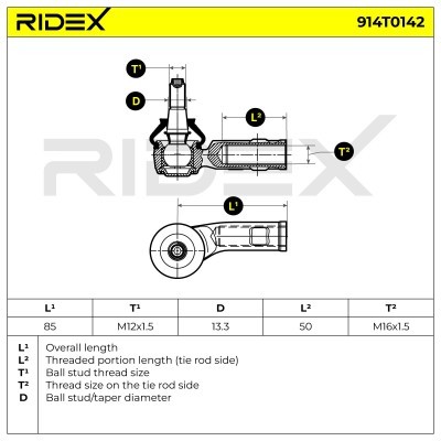 Końcówka drążka kierowniczego RIDEX 914T0142 914T0142 - foto 7