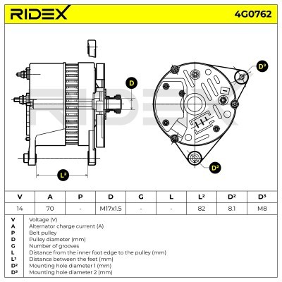 Alternator RIDEX 4G0762 4G0762 - foto 5