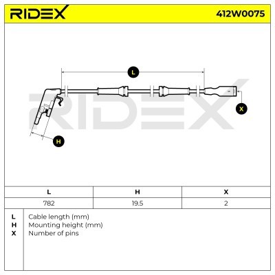 Czujnik ABS RIDEX 412W0075 412W0075 - foto 6