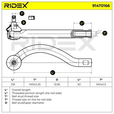 Końcówka drążka kierowniczego RIDEX 914T0166 914T0166 - foto 7