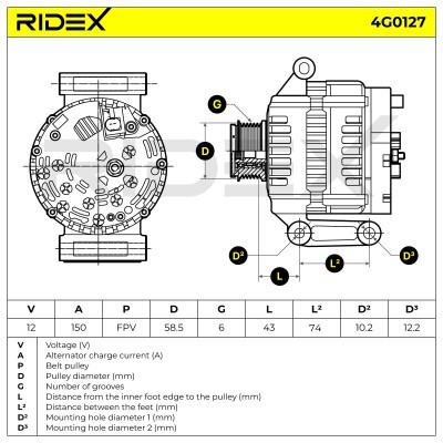 Alternator RIDEX 4G0127 4G0127 - foto 6