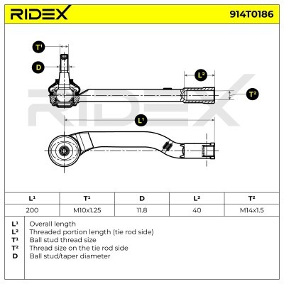 Końcówka drążka kierowniczego RIDEX 914T0186 914T0186 - foto 6