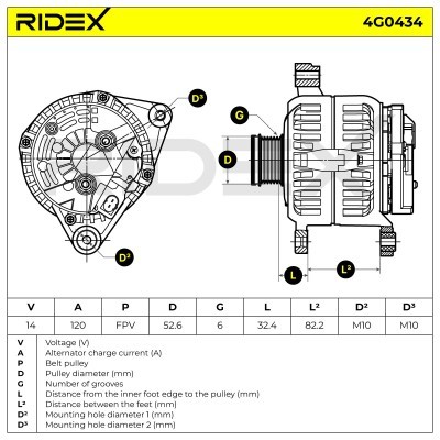 Alternator RIDEX 4G0434 4G0434 - foto 7