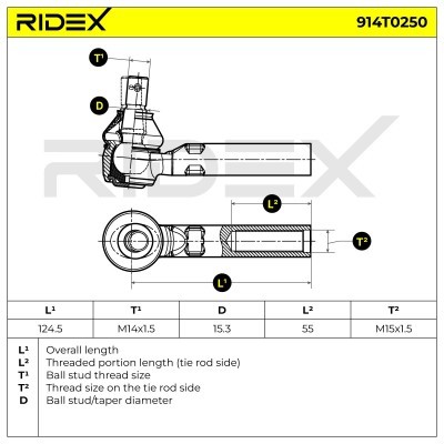 Końcówka drążka kierowniczego RIDEX 914T0250 914T0250 - foto 6