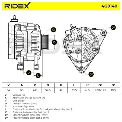 Alternator RIDEX 4G0140 4G0140 - foto 5