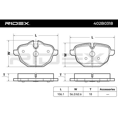 Klocki hamulcowe RIDEX 402B0318 402B0318 - foto 3