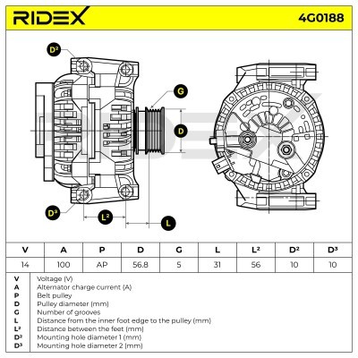Alternator RIDEX 4G0188 4G0188 - foto 5