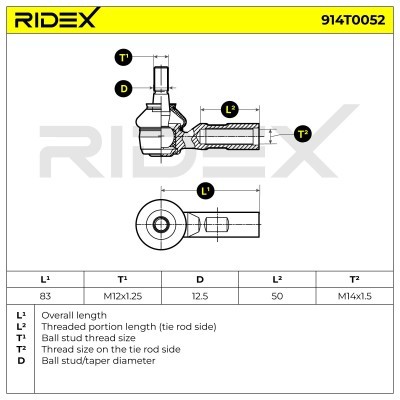 Końcówka drążka kierowniczego RIDEX 914T0052 914T0052 - foto 6