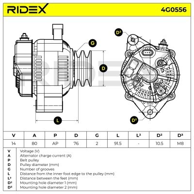 Alternator RIDEX 4G0556 4G0556 - foto 6