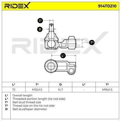 Końcówka drążka kierowniczego RIDEX 914T0210 914T0210 - foto 5