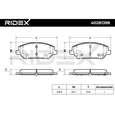 Klocki hamulcowe RIDEX 402B1398 402B1398 - foto 6