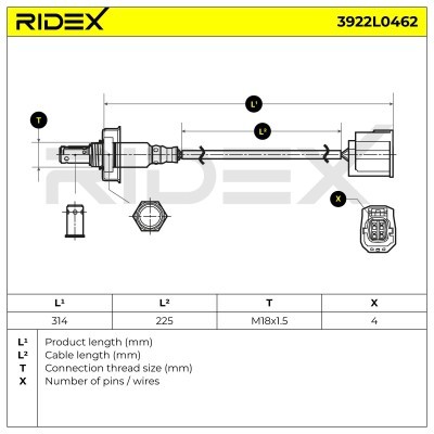 Sonda Lambda RIDEX 3922L0462 3922L0462 - foto 6