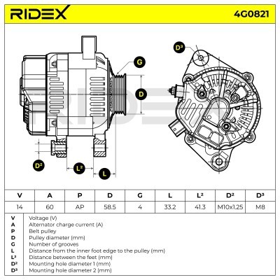 Alternator RIDEX 4G0821 4G0821 - foto 7