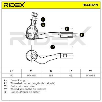 Końcówka drążka kierowniczego RIDEX 914T0271 914T0271 - foto 7