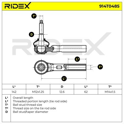 Końcówka drążka kierowniczego RIDEX 914T0485 914T0485 - foto 5
