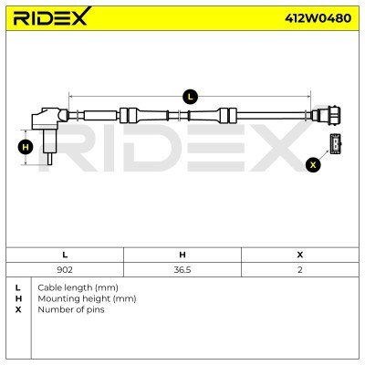 Czujnik ABS RIDEX 412W0480 412W0480 - foto 5