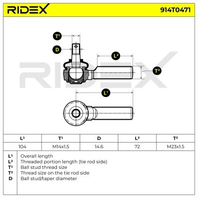 Końcówka drążka kierowniczego RIDEX 914T0471 914T0471 - foto 6