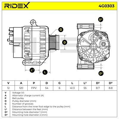 Alternator RIDEX 4G0303 4G0303 - foto 6