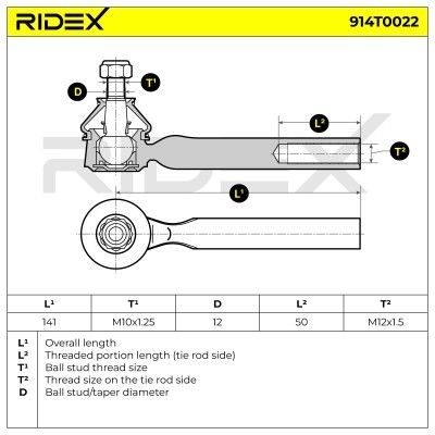 Końcówka drążka kierowniczego RIDEX 914T0022 914T0022 - foto 7
