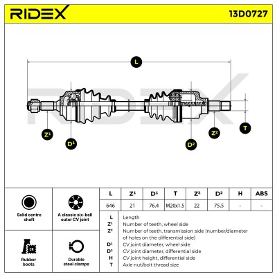 Półoś Napędowa RIDEX 13D0727 13D0727 - foto 9
