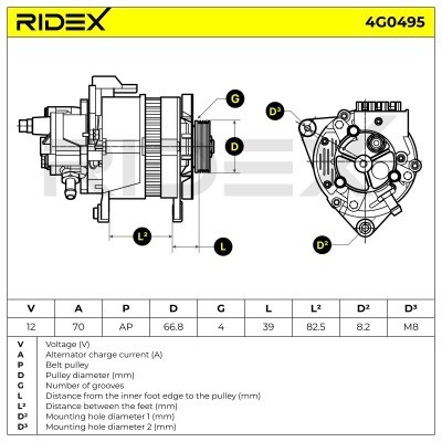 Alternator RIDEX 4G0495 4G0495 - foto 5