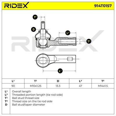 Końcówka drążka kierowniczego RIDEX 914T0157 914T0157 - foto 4