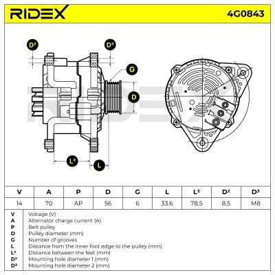 Alternator RIDEX 4G0843 4G0843 - foto 5