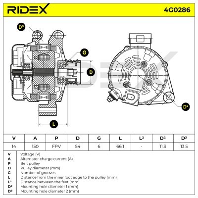 Alternator RIDEX 4G0286 4G0286 - foto 6
